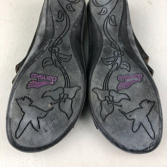 Dansko Womens Size 38 (7.5-8) Janie Black Leather Open Toe Strappy Slide Sandals - Picture 12 of 15